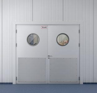 Puerta pivotante de servicio dos hojas